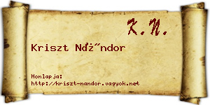 Kriszt Nándor névjegykártya